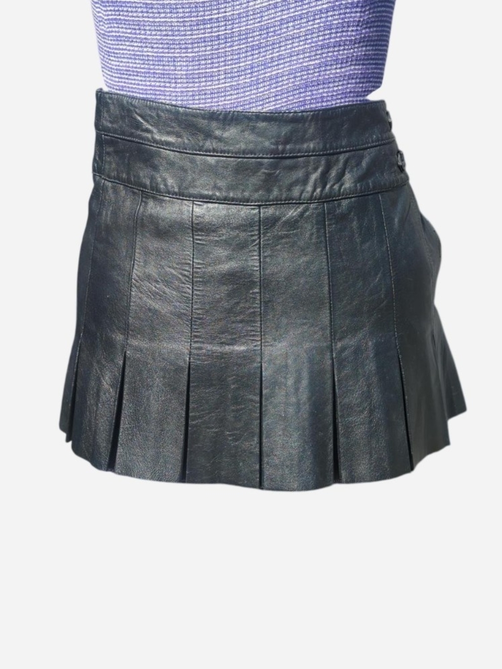 Joie Black Pleated Leather Mini Skirt